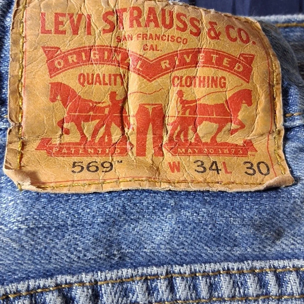 Levis 559 Relaxed Straight Leg Light Wash Blue Denim Jeans Mens 34x30